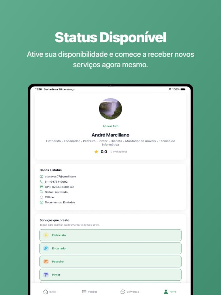 Perfil e disponibilidade