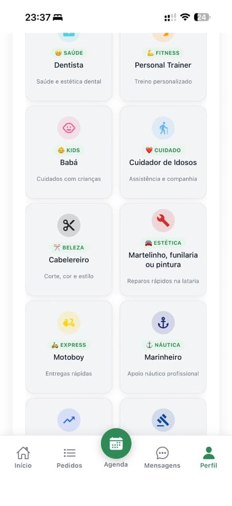 Mais categorias para atender